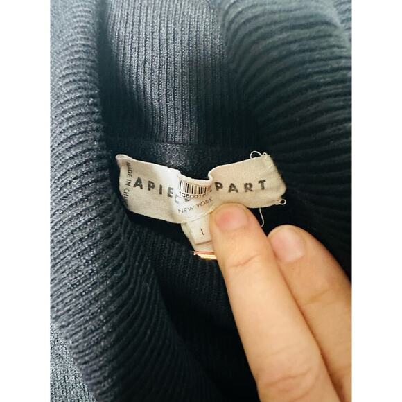 APIECE APART Black Wool Turtleneck Puffed Drapey Sleeves Dewi Sweater size Large - Picture 10 of 12